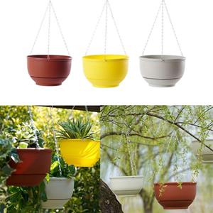 JYjuyang with Chain Hanging Flower Pot Round Houseplant Flowerpot Fashion Plant Basket Yellow
