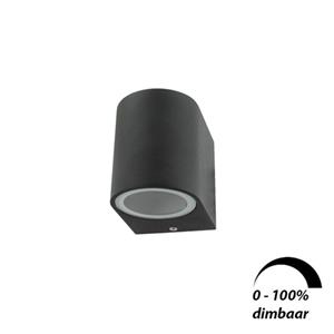 Letsleds Wandlamp LED 1x6Watt ZWART 230Volt IP44 dimbaar