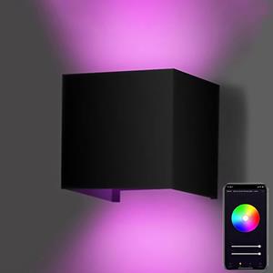 Letsleds Qube Zigbee 3 Wandlamp LED 6Watt ZWART 230Volt IP65 RGB WW-CW