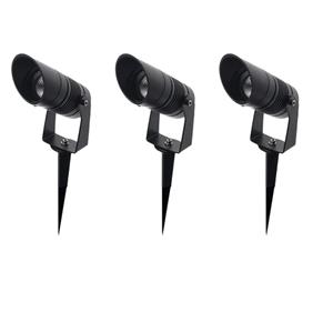 Letsleds Set 3x LED mini tuinspot prikspot met kap 5Watt ZWART 220/230Volt IP65 warm wit