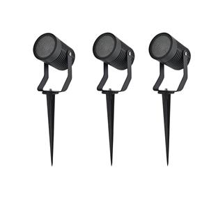 Letsleds Set 3x LED tuinspot prikspot armatuur GU10 ZWART Raster 220/230Volt IP65
