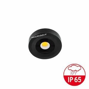 Letsleds LED mini opbouwspot ZWART IP65 3Watt rond dimbaar