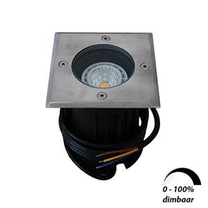Letsleds LED grondspot GU10 6Watt COB vierkant RVS dimbaar IP65