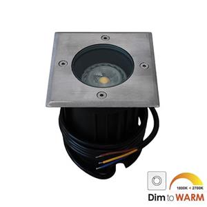 Letsleds LED grondspot GU10 7Watt COB vierkant RVS dimbaar IP65