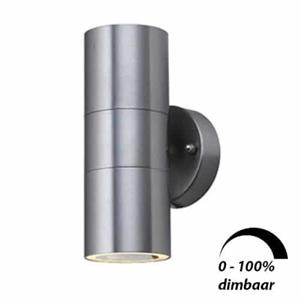 Letsleds Wandlamp LED 2x6Watt RVS 230Volt IP44 dimbaar