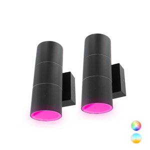 Letsleds Set 2x Novo Smart LED schuttinglamp RGBW IP65 5Watt dimbaar rond up en down
