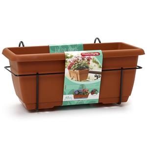 PlasticForte Balkonbak - terracotta - 50 cm - plantenbak met hanger - bloembak -
