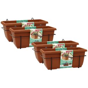 PlasticForte Balkonbak - 4x - terracotta - 50 cm - plantenbak met hanger - bloembak -