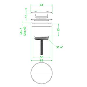 IVY Design Afvoerplug  Stop&Go Geborsteld Nickel PVD