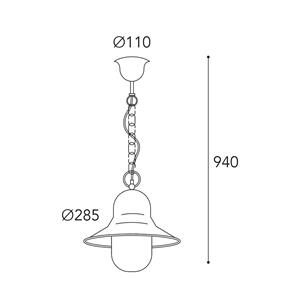 Moretti Luce Buiten hanglamp Campanula 2094, antiek messing, Ø 29 cm, IP44