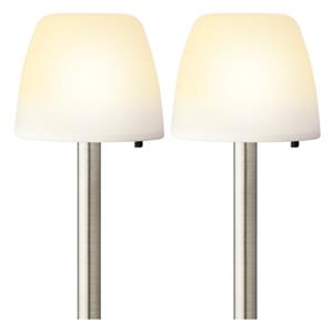 Lumineo Solar tuinlamp/prikspot schemerlamp op zonne- 2x -energie 28 cm -
