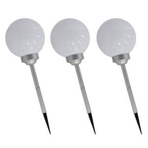 Gerimport Solar tuinlamp/prikspot grote bol - 3x - op zonne-energie - H56 cm - tuinverlichting -