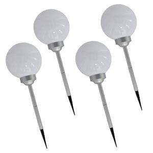Gerimport Solar tuinlamp/prikspot grote bol - 4x - op zonne-energie - H56 cm - tuinverlichting -