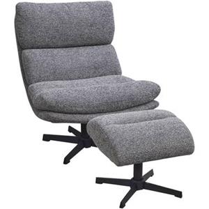 Leen Bakker Relaxfauteuil Bobbi incl. hocker - antraciet