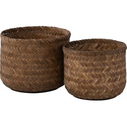 J-Line  Set Van Twee Mand Bamboo Donkerbruin - 39.5x39.5x30cm