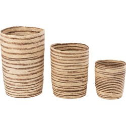 J-Line  Set Van 3 Manden Maïs Beige|bruin - 44x44x60cm