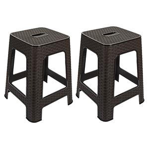 Hega Hogar Zit krukjes - 4x - bruin - rotan kunststof - x x 45 cm - extra zitplaatsen -