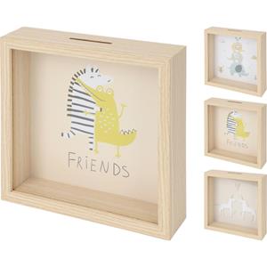 Home & Styling Spaarpot Met Houten Frame