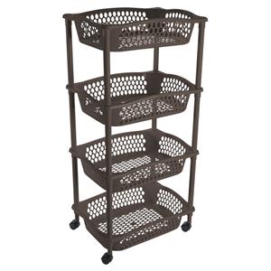 Hega Hogar Keuken opberg trolley - 4 manden - cappuccino bruin - x cm - roltafel -