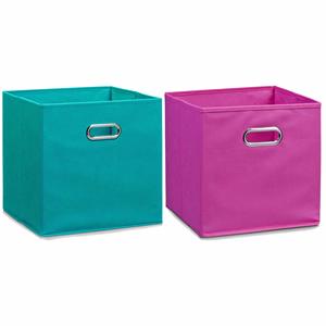 Zeller Set van 6x stuks opbergmanden/kastmanden 32 x 32 cm petrol en roze -