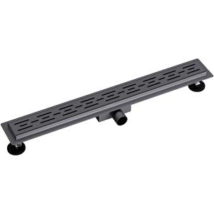 BES LED Douchegoot met Rooster - Leoni Trun - 90cm - Vloerflens - RVS - Gunmetal Grijs