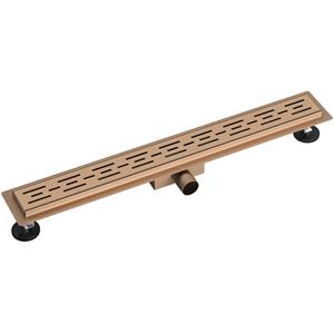 BES LED Douchegoot met Rooster - Leoni Trun - 100cm - Vloerflens - RVS - Geborsteld Koper