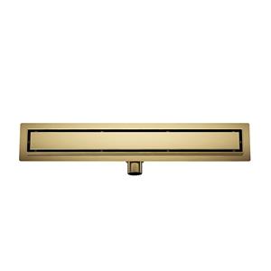 Wiesbaden Douchegoot met Tegelrooster en Flens - 100x7cm - Geborsteld Messing