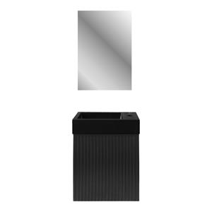 Boss & Wessing Fonteinset BWS Sona Fonteinkast Mat Zwart Wastafel Mat Zwart en Spiegel Met Omlijsting