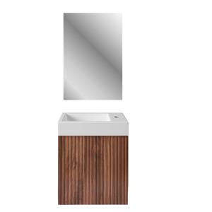 Boss & Wessing Fonteinset BWS Sona Fonteinkast Hout Wastafel Glanzend Wit en Spiegel Met Omlijsting