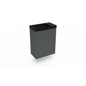 Arcqua Fonteinkast Cement  Ridge 40x55x28 cm Incl. Fontein Mat Zwart Zonder Overloop