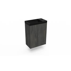 Arcqua Fonteinkast Dark Oak  Luna 40x55x28 cm Incl. Fontein Mat Zwart Zonder Overloop