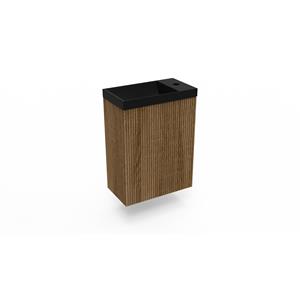 Arcqua Fonteinkast Cafe Oak  Ridge 40x55x28 cm Incl. Fontein Mat Zwart Zonder Overloop