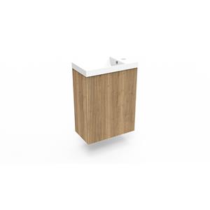 Arcqua Fonteinkast Halifax Oak  Ridge 40x55x28 cm Incl. Fontein Glans Wit Met Overloop
