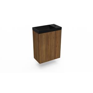 Arcqua Fonteinkast Maddison Oak  Luna 40x55x28 cm Incl. Fontein Mat Zwart Zonder Overloop