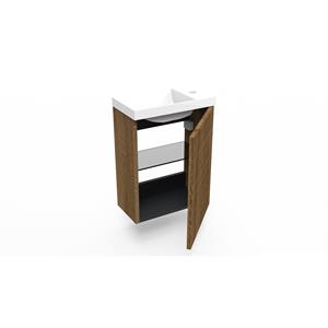 Arcqua Fonteinkast Cafe Oak  Ridge 40x55x28 cm Incl. Fontein Glans Wit Zonder Overloop