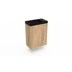 Arcqua Fonteinkast Nebraska Oak  Luna 40x55x28 cm Incl. Fontein Mat Zwart Zonder Overloop