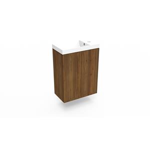 Arcqua Fonteinkast Maddison Oak  Luna 40x55x28 cm Incl. Fontein Glans Wit Met Overloop