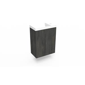 Arcqua Fonteinkast Dark Oak  Luna 40x55x28 cm Incl. Fontein Mat Wit Zonder Overloop