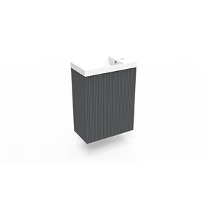Arcqua Fonteinkast Cement  Ridge 40x55x28 cm Incl. Fontein Glans Wit Met Overloop