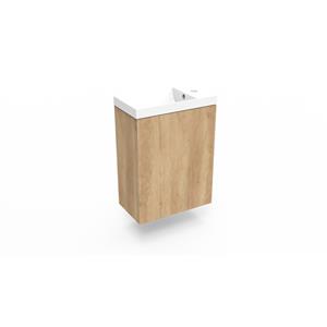 Arcqua Fonteinkast Nebraska Oak  Luna 40x55x28 cm Incl. Fontein Glans Wit Met Overloop