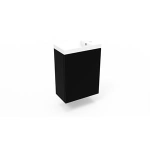 Arcqua Fonteinkast Mat Zwart  Luna 40x55x28 cm Incl. Fontein Mat Wit Met Overloop