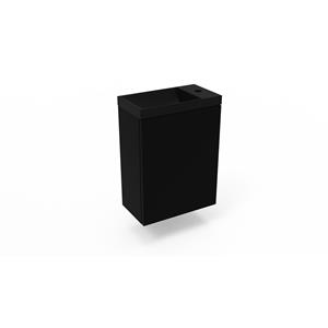 Arcqua Fonteinkast Mat Zwart  Luna 40x55x28 cm Incl. Fontein Mat Zwart Zonder Overloop
