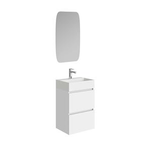 Boss & Wessing Fonteinkast BWS Melina 45 cm Glans Wit Met Wastafel Glans Wit Inclusief Spiegel