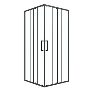 Aurlane  Douche Hoekinstap Factory 90 X 200cm - Zwart Profiel - 6 Mm Helder Glas