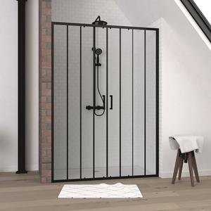 Aurlane  Douche Schuifdeur Factory 140 X 200cm - Zwart Profiel - 6 Mm Helder Glas