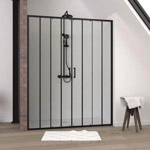 Aurlane  Douche Schuifdeur Factory 160 X 200cm - Zwart Profiel - 6 Mm Helder Glas