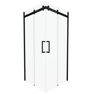 Aurlane  Douche Hoekinstap Rolling 90 X 200cm - Zwart Profiel - 8 Mm Helder Glas