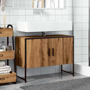 VidaXL Badkamerkast 80x33x60 cm bewerkt hout artisanaal eikenkleurig