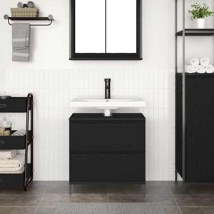 VidaXL Badkamerkast met lades 60x34,5x60 cm zwart eikenkleurig