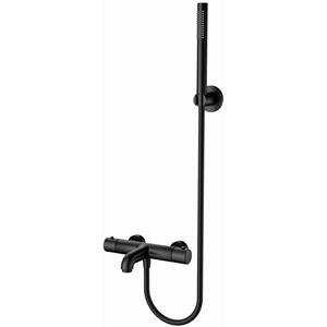 BES LED Thermostatische Bad/Douchekraan met Staafhanddouche en Handdouchehouder - Leoni - RVS - Mat Zwart